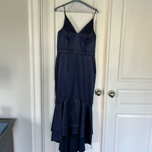 Navy Blue Satin Dress